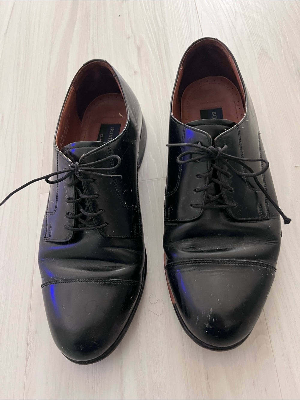 Bostonian Black Leather Cap-Toe Oxfords